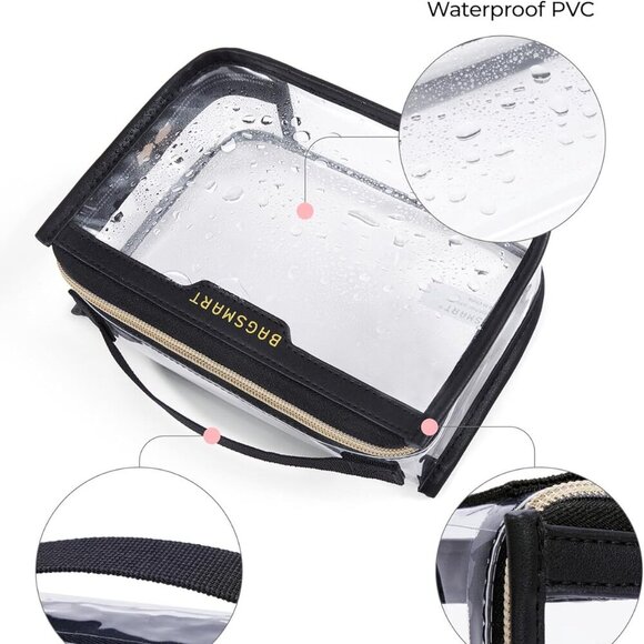 Clear Makeup Bag, TSA Approved Toiletry Bag, Makeup Cosmetic Pouch Bag for Women - Picture 4 of 7